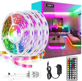 img 4 attached to 🌈 50ft RGB LED Lights for Bedroom - Color Changing Strip Lights for Room, Kitchen, Party Decorations - Vibrant Light Strips for Mood Lighting and Room Decor