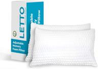 🛏️ letto adjustable bed pillow for sleeping - premium quality hypoallergenic memory foam - made in usa - washable cover - huggable & plush - certipur-us and greenguard gold certified - king and queen size (2-pack b-king) logo