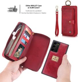 img 1 attached to 📱 Protective Samsung Galaxy S21 5G Wallet Case: Stylish PU Leather Zip Wristlet Clutch with Detachable Magnetic Card Slots & Cash Purse (S21 Red)