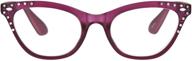 👓 handcrafted rhinestone plastic cat eye reading glasses with powered lenses for women logo