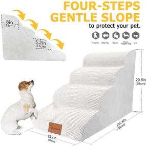 img 3 attached to 🐶 Topmart High Density Foam Dog Steps: 4-Tier Extra Wide Deep Pet Stairs, Non-Slip Ramp and Soft Ladder for Bed – Ideal for Older Dogs, Injured Pets, Cats with Joint Pain
