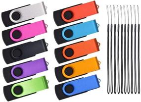 img 4 attached to 🔑 Kepmem Metal Swivel USB Flash Drive 64MB 10-Pack: Small Capacity Thumb Drives in Mixed Colors - Portable, Keychain Zip Drives with Lanyard