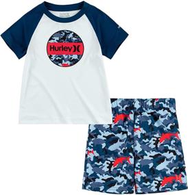 img 2 attached to 🦈 Hurley Boys' Clothing and Swim Outfit - 2 Piece Black Shark