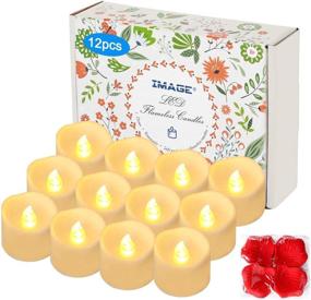 img 4 attached to 🕯️ 12PCS Battery Tea Lights with Timer Flickering Candles | 6hrs On 18hrs Off LED Candles Lights | 24 Hour Cycle Automatically Timed | Includes 100 PCS Decorative Fake Rose Petals - Warm White