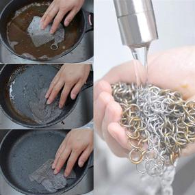 img 1 attached to 🍳 Premium 7 Inch Round Chainmail Cast Iron Skillet Cleaner - 316 Stainless Steel Scrubber for Cleaning Cast Iron Pans, Baking Pans, and BBQ Grills