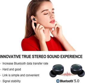 img 2 attached to 🎧 Беспроводные наушники MIZEPRO Bluetooth 5.0 True: звук HD стерео, 15 часов воспроизведения, TWS встроенный микрофон, гарнитура для бега - Подарочная коробка включена.