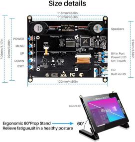 img 1 attached to 5-дюймовый емкостной сенсорный экран Raspberry Pi с высоким разрешением: дисплей HDMI с двумя динамиками, идеально подходит для плат Raspberry Pi 4B/3B+/3B/3A+ и Windows 7/8/10.