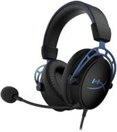 hyperx cloud alpha s - the ultimate pc gaming headset with 🎧 7.1 surround sound, adjustable bass, dual chamber drivers, and memory foam in blue. logo