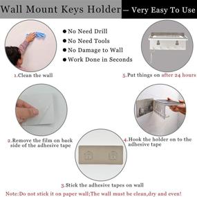 img 2 attached to 🗂️ Gray Wall Mount Entryway Storage Organizer - Stick On Key Holder, Letter Sorter, Adhesive Wall Shelf with 5 Hooks