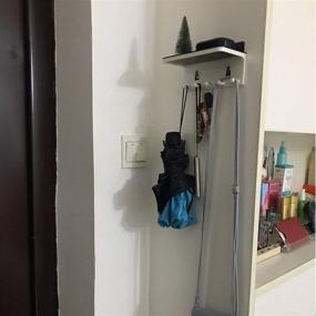 img 1 attached to 🗂️ Gray Wall Mount Entryway Storage Organizer - Stick On Key Holder, Letter Sorter, Adhesive Wall Shelf with 5 Hooks