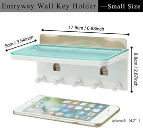 img 3 attached to 🗂️ Gray Wall Mount Entryway Storage Organizer - Stick On Key Holder, Letter Sorter, Adhesive Wall Shelf with 5 Hooks