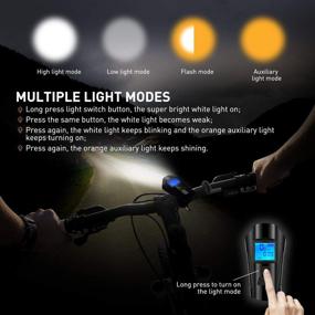 img 2 attached to 🚴 USB Rechargeable Bike Lights - 4-in-1 Set | IP65 Waterproof, Super Bright 3000 Lumens Headlight, Back Rear Light, Speedometer Odometer | Universal Fit for Mountain & Road Bikes (Includes USB Cable)