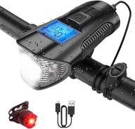 🚴 usb rechargeable bike lights - 4-in-1 set | ip65 waterproof, super bright 3000 lumens headlight, back rear light, speedometer odometer | universal fit for mountain & road bikes (includes usb cable) logo