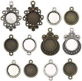 img 4 attached to Set of 60 Round Blank Bezel Pendant Trays - 12mm Base Cabochon Settings for Jewelry Making DIY Findings (M127)