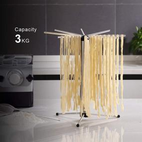 img 2 attached to 🍝 Compact Collapsible Pasta Drying Rack - Rotary Arms, Detachable & Easy to Clean - Spaghetti Noodle Dryer Stand for up to 6 lbs of Homemade Pasta