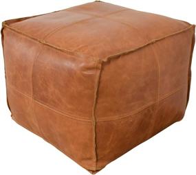 img 3 attached to 🛋️ Handmade Moroccan Square Leather Pouf - Comfortable Ottoman & Footrest in Marrakesh Style, Ideal for Home and Wedding Gifts, Natural Brown Cover (Unstuffed)