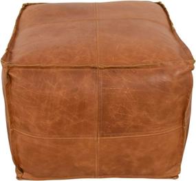 img 2 attached to 🛋️ Handmade Moroccan Square Leather Pouf - Comfortable Ottoman & Footrest in Marrakesh Style, Ideal for Home and Wedding Gifts, Natural Brown Cover (Unstuffed)