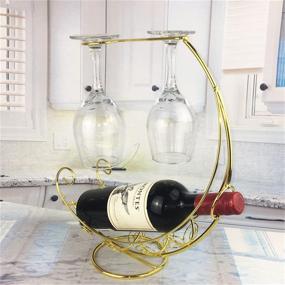 img 2 attached to 🍷 CdyBox Creative Wine Rack Furnishing Articles, Wrought Iron Wine Bottle Holder, European-Style Hanging Goblet Glass Holder (Gold)