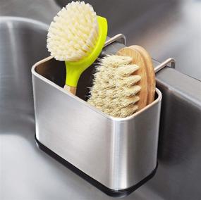 img 4 attached to 🧽 Premium Stainless Steel Sink Organizer: Brushed Finish Sponge Holder with Reusable Hook Design - Ideal for Kitchen Sponges, Brushes, Soap, Utensils, and Accessories (Regular Size), Rust Proof