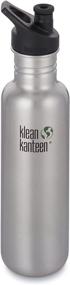 img 3 attached to Классическая стальная бутылка Klean Kanteen с спортивной крышкой - 40 унций, матовая нержавеющая сталь: Надежное увлажнение в пути!