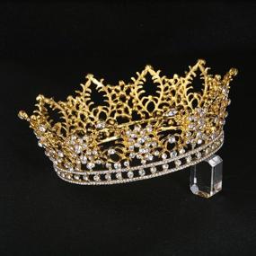 img 1 attached to Frcolor Vintage Crystal Rhinestone Bridal Wedding Crown with Side Comb Gold - Bling Tiara