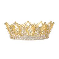 frcolor vintage crystal rhinestone bridal wedding crown with side comb gold - bling tiara logo