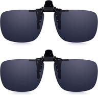 uv protection clip on sunglasses for prescription/non-prescription specs | polarized, lightweight flip up lenses | easy attachment | 2 pack by read optics logo