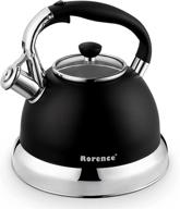 🍵 rorence stainless steel whistling tea kettle with capsule bottom &amp; glass lid - 3.5 quart, black logo