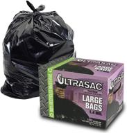 мешки для мусора ultrasac 792763 ultrasac - 33 галлона (100 штук) - высокопрочные черные мешки для мусора с завязками - профессиональное качество - большой размер - дополнительно прочные пластиковые мешки для мусора для дома, кухни, двора и многого другого. логотип