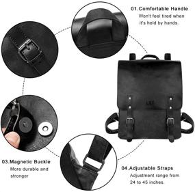 img 2 attached to Black Faux Leather Backpack Purse College School Bookbag Weekend Travel Daypack, LXY Vegan Leather Vintage Laptop Bookbag for Women Men