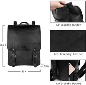 img 1 attached to Black Faux Leather Backpack Purse College School Bookbag Weekend Travel Daypack, LXY Vegan Leather Vintage Laptop Bookbag for Women Men