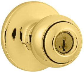 img 2 attached to 🔒 Enhance Security and Style with Kwikset 94002-838 Polo Keyed Entry Knob in Polished Brass