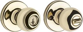 img 1 attached to 🔒 Enhance Security and Style with Kwikset 94002-838 Polo Keyed Entry Knob in Polished Brass