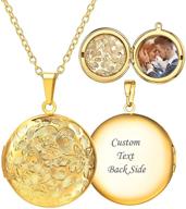 📸 18k gold plated women's girls photo locket pendant necklace - heart/round shaped fashion jewelry with custom image/text engraving logo