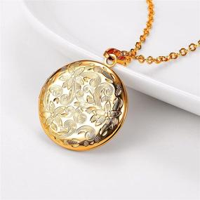 img 2 attached to 📸 18K Gold Plated Women's Girls Photo Locket Pendant Necklace - Heart/Round Shaped Fashion Jewelry with Custom Image/Text Engraving