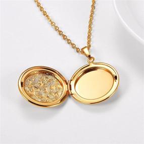 img 1 attached to 📸 18K Gold Plated Women's Girls Photo Locket Pendant Necklace - Heart/Round Shaped Fashion Jewelry with Custom Image/Text Engraving