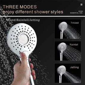 img 2 attached to 🚿 Black High Pressure Handheld Shower Head with 3 Spray Modes - Rain, Massage, Pulse, Soft Water Detachable, Chrome Finish