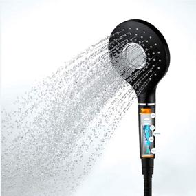 img 4 attached to 🚿 Black High Pressure Handheld Shower Head with 3 Spray Modes - Rain, Massage, Pulse, Soft Water Detachable, Chrome Finish