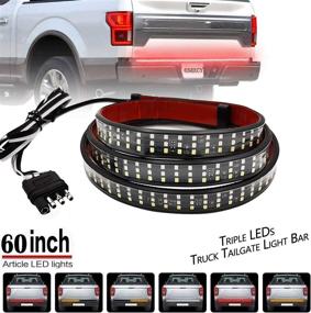 img 3 attached to Ricoy 60-inch Triple-Row LED Tailgate Light Bar - Super Bright Amber Sequential Signal Strip for Trucks, SUVs, RVs, Trailers