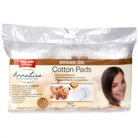 img 2 attached to 🌺 AnnaLisa 100% Pure Combed Cotton Argan Oil Pads - 120-Piece Italian Ovals for Makeup and Nail Polish Removal, Facial Cleansing. Hypoallergenic, Absorbent Cotton Ovals - 3 Packs of 40