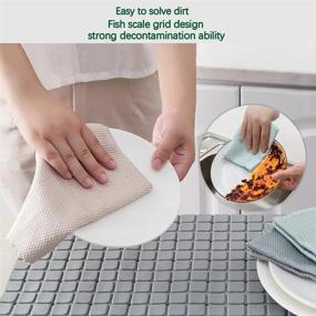 img 3 attached to 🧽 Nano-Grade Fish Scale Microfiber Cleaning Cloth Set - 9 Reusable Easy-to-Clean Kitchen & Car Glass Dust-Proof Cloths (3 Colors 12×12 inches)