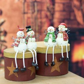 img 1 attached to 🎅 Set of 4 Glitter Striped Snowman Resin Stone Christmas Shelf Sitter Figurines, 4 x 3 inches