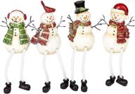 🎅 set of 4 glitter striped snowman resin stone christmas shelf sitter figurines, 4 x 3 inches logo