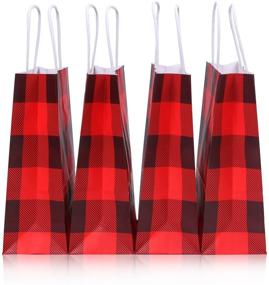 img 1 attached to 🎁 20-Piece Red and Black Plaid Paper Party Bags - Ideal for Christmas, Birthdays, Weddings, and Party Celebrations - Kraft Gift Bags with Handles by Cooraby