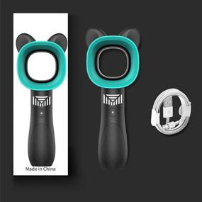 img 2 attached to Portable Handheld Cooling Bladeless Fan: USB Mini Fan 🌀 for Desktop, Rechargeable & Quiet - 3 Gear Settings (Cute Black)