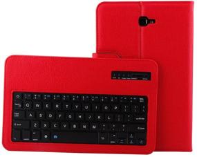 img 4 attached to 🔴 Binguowang Keyboard Case for Samsung Galaxy Tab A 9.7' - Red, Folio PU Leather Stand Cover with Detachable Wireless Keyboard