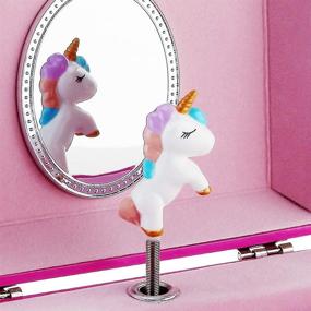 img 2 attached to 🦄 Girls' Unicorn Themed Musical Jewelry Box with Jewelry Set - Enchanting Swan Lake Melody in Rose Red