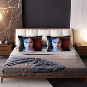 img 3 attached to 🧛 Damon Close-Up Custom Pillow Cases 20x30 - Handsome Guy and Beauty Home Decoration - Vampire Diaries - Zippered - Two Sides Printed (V001)