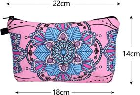 img 3 attached to 💄 Queta 5 Piece Makeup Bag Set for Women – Printed Roomy Cosmetic Pouches for Purse Travel – Waterproof Toiletry Bags with Mandala Flower Patterns – Small Makeup Organizers Bulk for Girls with Zipper