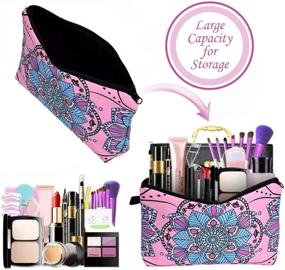 img 1 attached to 💄 Queta 5 Piece Makeup Bag Set for Women – Printed Roomy Cosmetic Pouches for Purse Travel – Waterproof Toiletry Bags with Mandala Flower Patterns – Small Makeup Organizers Bulk for Girls with Zipper